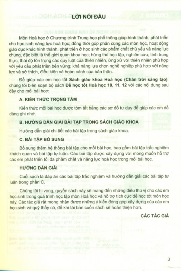 H1 – Để học tốt Hóa học 11 (Bộ sách Chân trời sáng tạo)
