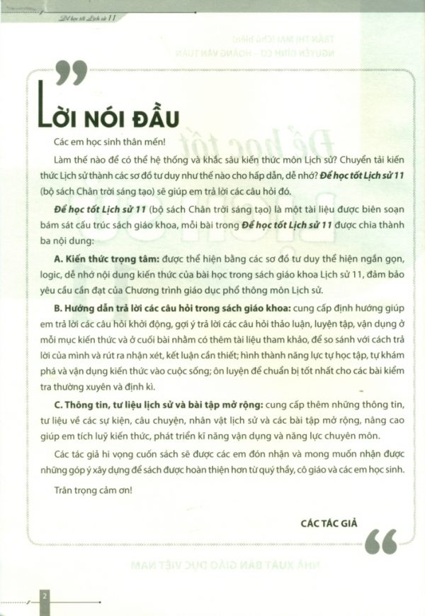 H1 – Để học tốt Lịch sử 11 (Bộ sách Chân trời sáng tạo)
